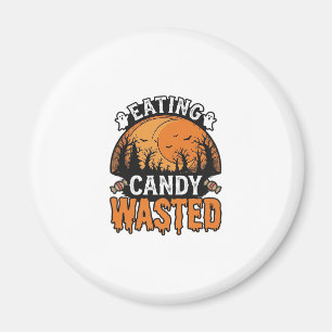 Halloween Candy Wasted Vintage Spooky Shirt Design Magnet