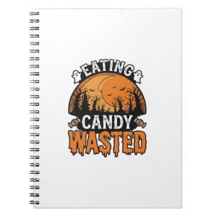 Halloween Candy Wasted Vintage Spooky Shirt Design Notebook