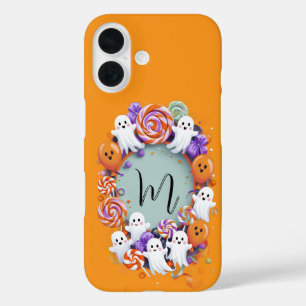 Halloween Candy Wreath with Ghosts iPhone 16 Case