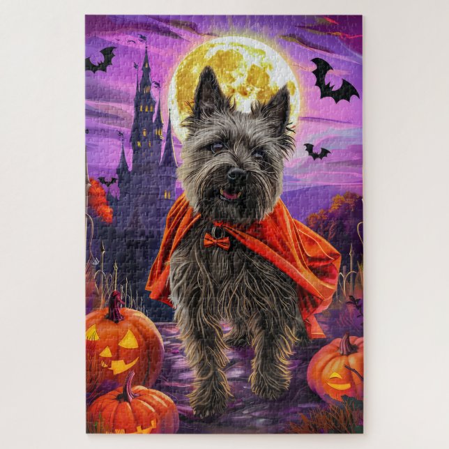 Halloween Cane Corso Vampire Pumpkins Scary Jigsaw Puzzle (Vertical)