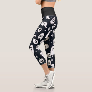 Halloween Capri Leggings éffrayant et Citrouille
