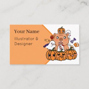 Halloween Capybara - Pumpkin & Candy Party Business Card