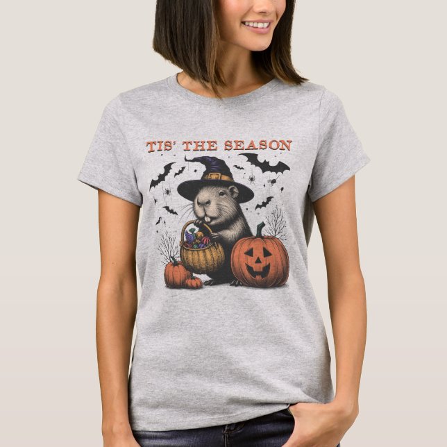 Halloween Capybara Tis The Season T-Shirt (Front)