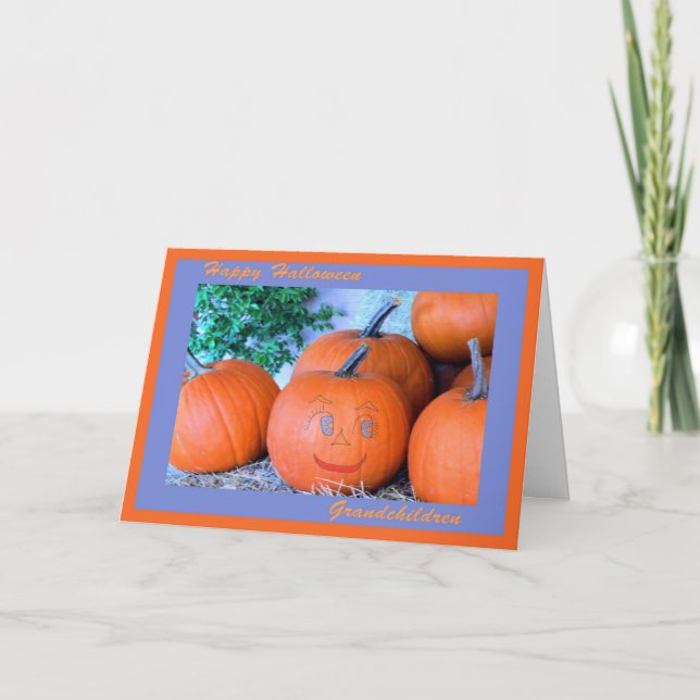 Halloween Card for Grandchildren, Happy Pumpkin (Front)