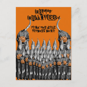 HALLOWEEN CARD GIRLS  WITCH CHOIR 1930'S PHOTO