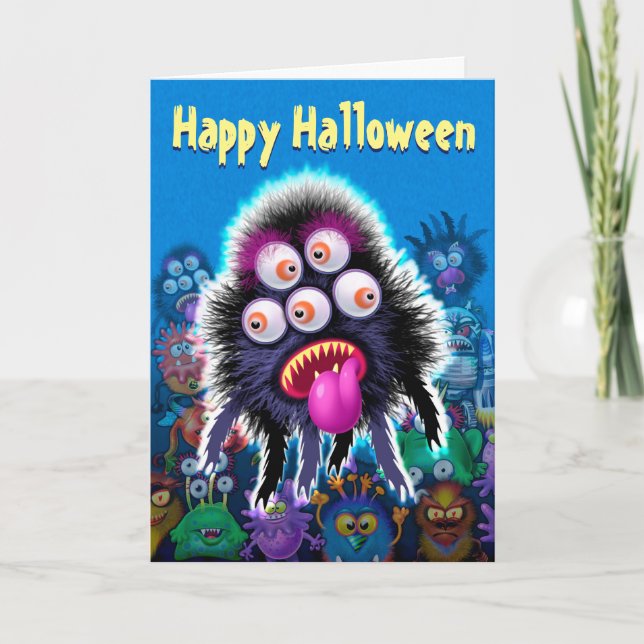 Halloween Card invitation MONSTER PARTY fun scary (Front)