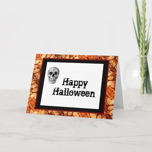 Halloween Card - Skull / Pumpkin Guts (Front)
