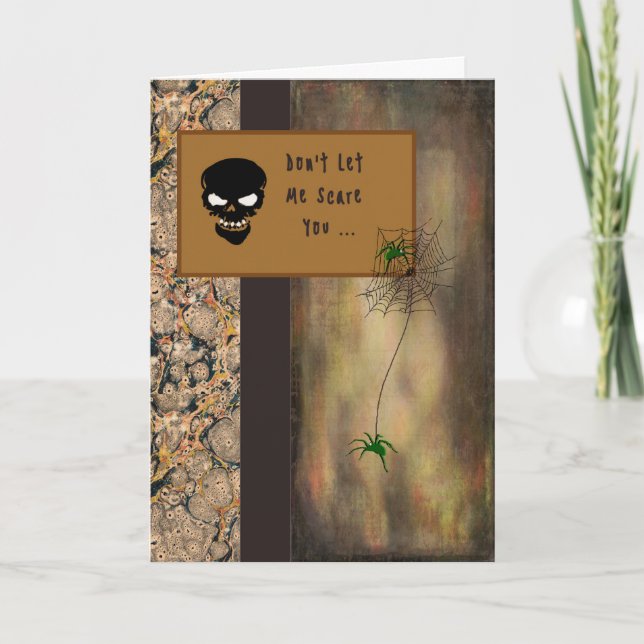 Halloween Card with a Skeleton and Spiders (Front)