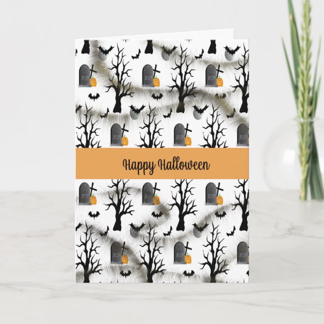 Halloween Card with Gravestones and Pumpkins (Front)