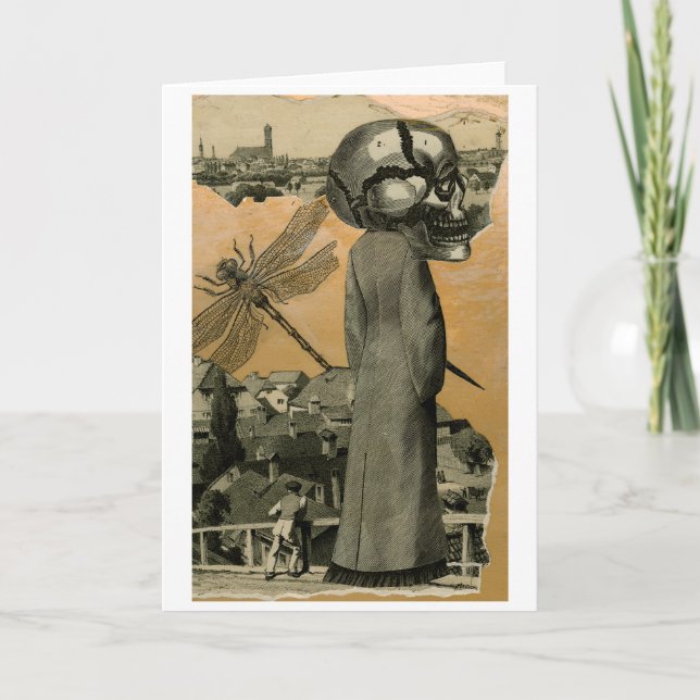 Halloween Card Woman with Skull from Original Art (Front)