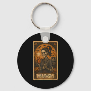 Halloween Cardiac Sonographer Tarot Card Skeleton  Keychain