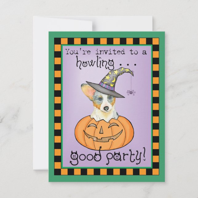 Halloween Cardigan Welsh Corgi Invitation (Front)