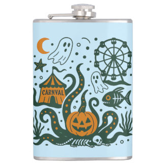 halloween carnaval under the ocean hip flask