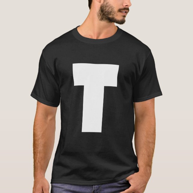 Halloween Carnival Group Costume Green Letter T T-Shirt (Front)
