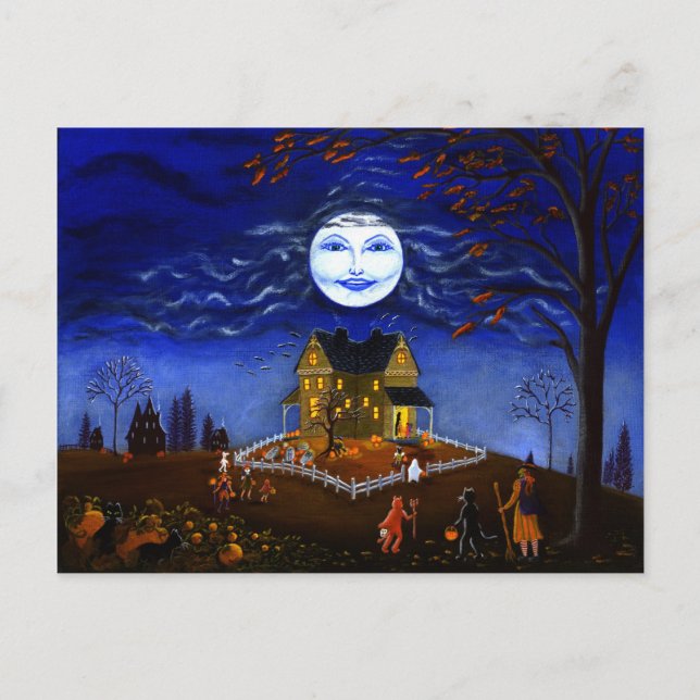 Halloween, carte postale, squelette, diable, sorci (Devant)