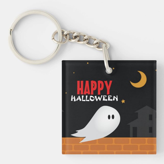 Halloween cartoon ghost town keychain (Front)