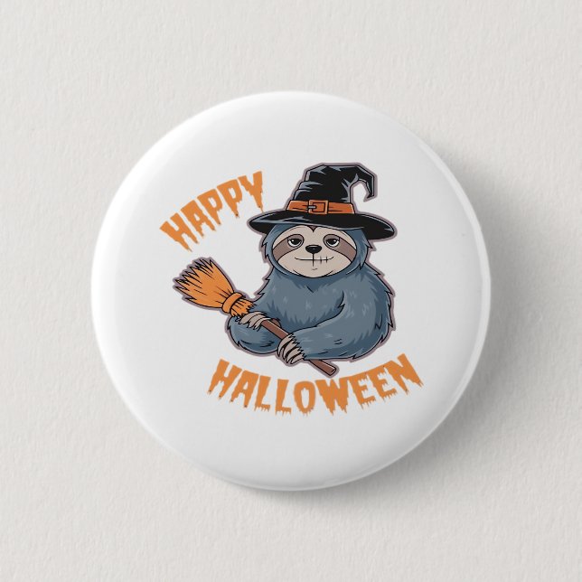 Halloween Cartoon Sloth Classic T-Shirt 2 Inch Round Button (Front)