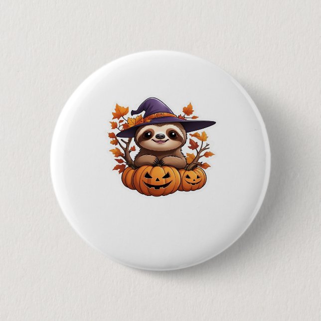 Halloween Cartoon Sloth Classic T-Shirt 2 Inch Round Button (Front)