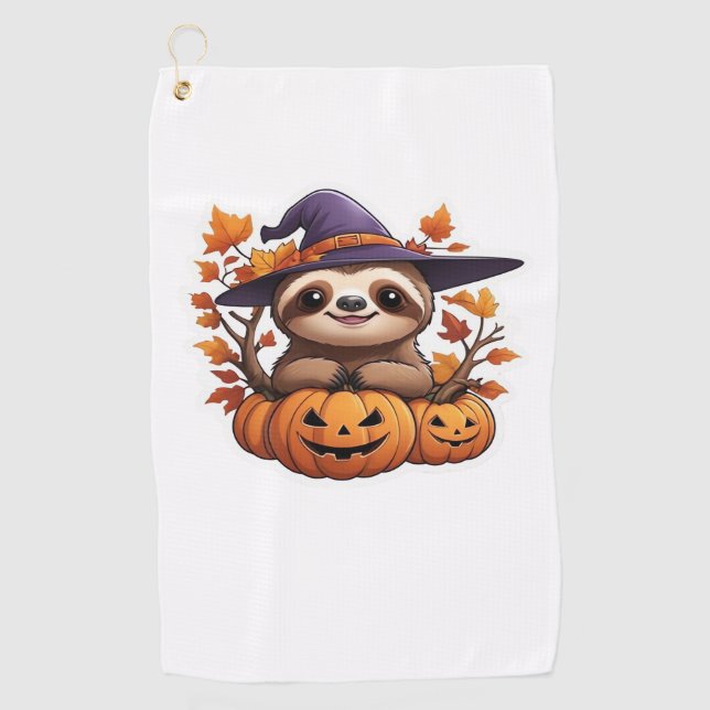 Halloween Cartoon Sloth Classic T-Shirt Golf Towel (Front)