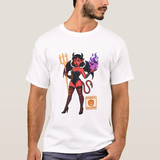 Halloween Cartoon Succubus – Dark & Playful T-Shirt (Front)