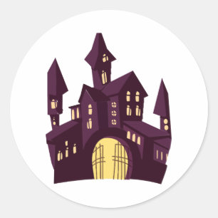 Halloween castle classic round sticker