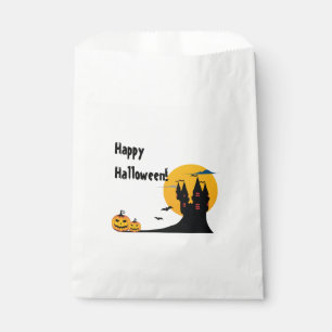 Halloween - Castle, Full Moon, Bats, and Pumpkins Favour Bag