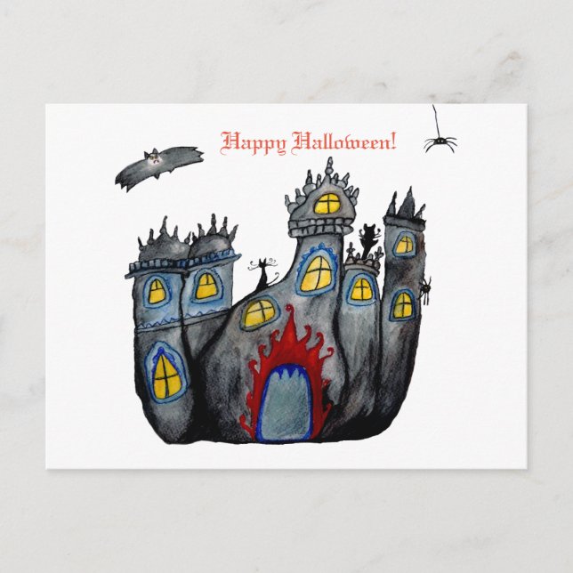 Halloween Castle happy Halloween Postcard (Front)