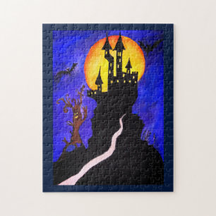 Halloween Castle Tree Photo Puzzle avec boîte cade