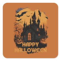 Halloween castle under moonlight