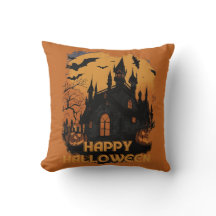 Halloween castle under moonlight