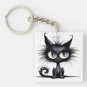 Halloween Cat #14 Digital Art Keychain