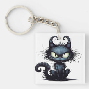 Halloween Cat #15 Digital Art Keychain
