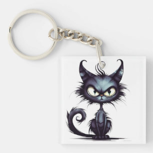 Halloween Cat #2 Digital Art Keychain