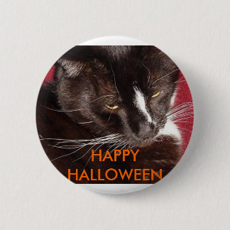 HALLOWEEN CAT 2 INCH ROUND BUTTON