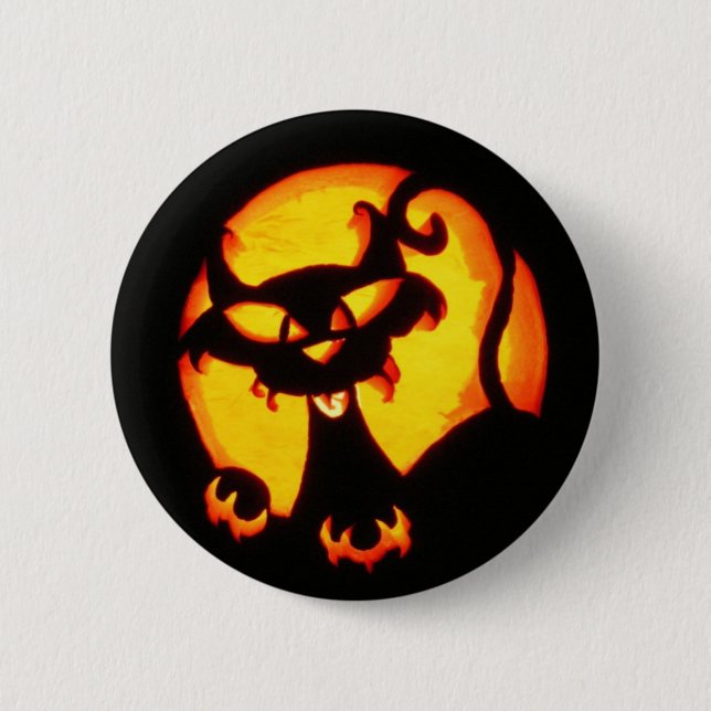 halloween cat 2 inch round button (Front)