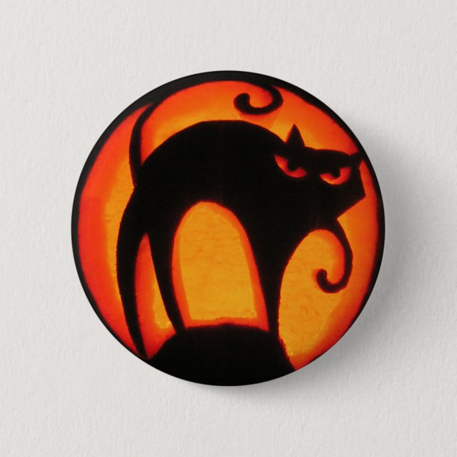 Halloween Cat 2 Inch Round Button (Front)