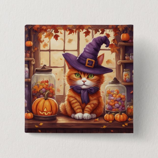 halloween cat #4 button (Front)