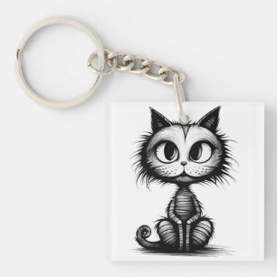 Halloween Cat #4 Digital Art Keychain