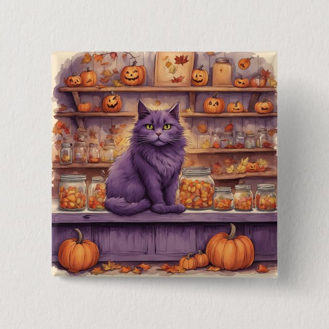halloween cat #5 button (Front)