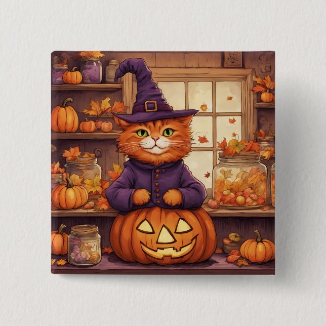 halloween cat #6 button (Front)