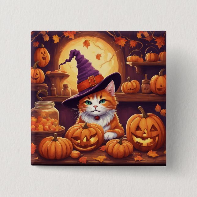 halloween cat #7 button (Front)