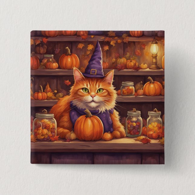 halloween cat #9 button (Front)