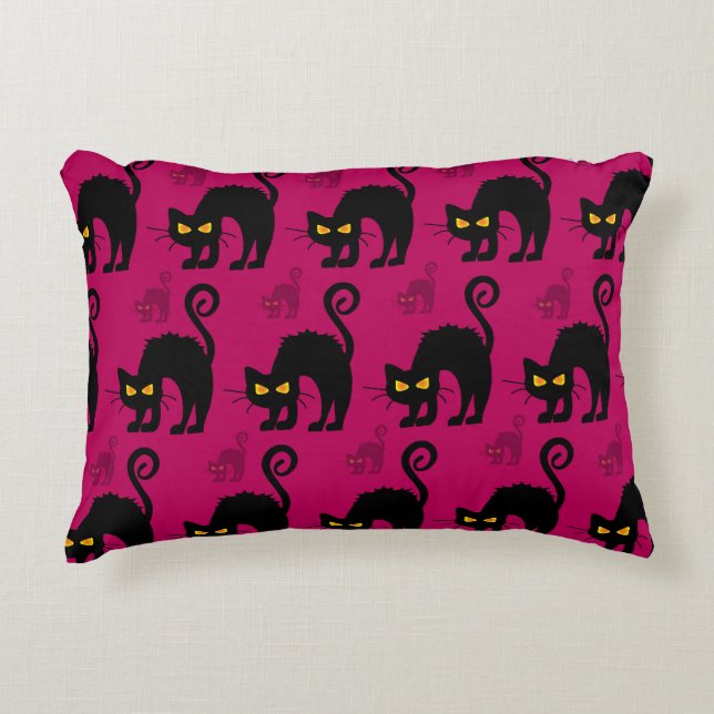 Halloween Cat: Abstract Seamless Pattern Accent Pillow (Front)