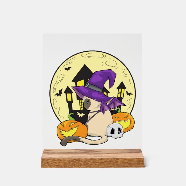 Halloween Cat Acrylic Sign (Front)
