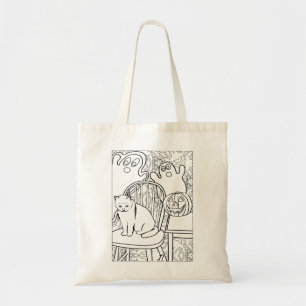 Halloween Cat and Ghosts Tote Bag