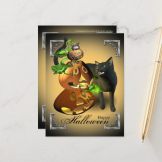 Halloween Cat and Mouse Games Postcard