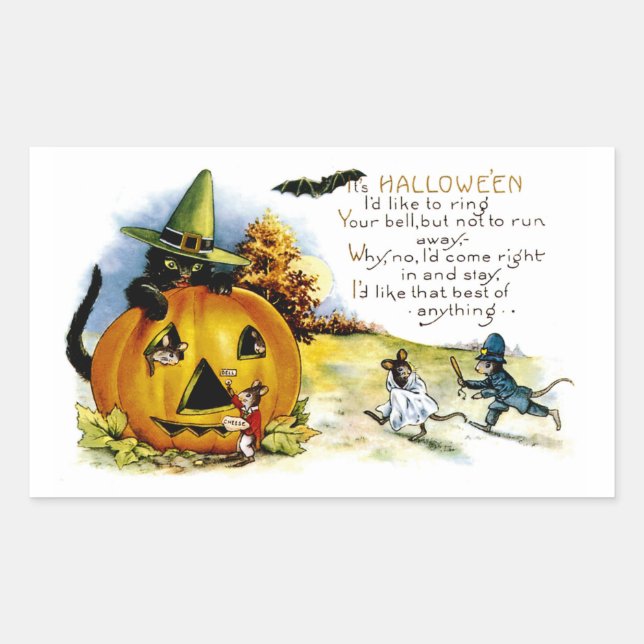 Halloween Cat and Mouse Sticker (Front)