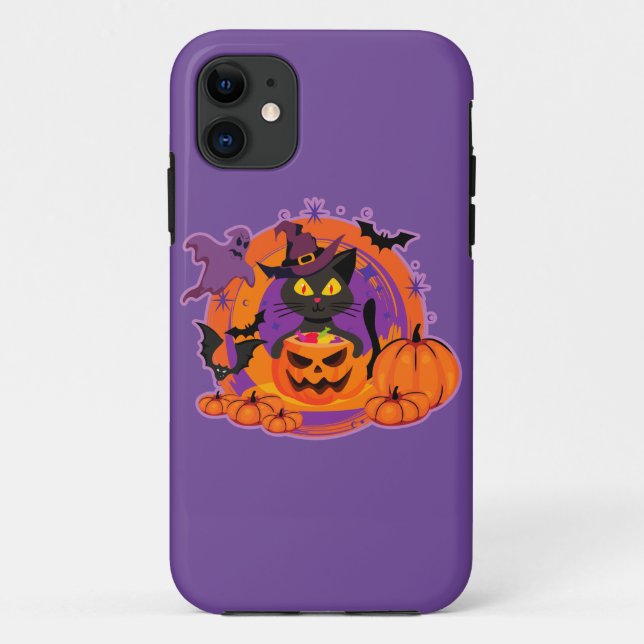 Halloween Cat And Pumpkins Case-Mate iPhone Case (Back)