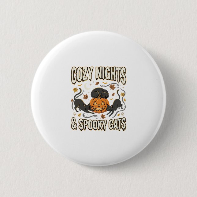 Halloween Cat Autumn Magic 2 Inch Round Button (Front)