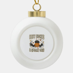 Halloween Cat Autumn Magic Ceramic Ball Christmas Ornament